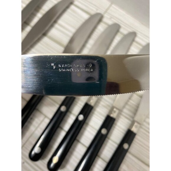 WF Washington Forge MARDI GRAS BLACK Stainless Flatware Butter Knives Set of 8 - Picture 4 of 4